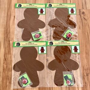 Brand New ~ Set of 4 ~ Brown Felt Christmas Holiday Gingerbread Crafts Kits